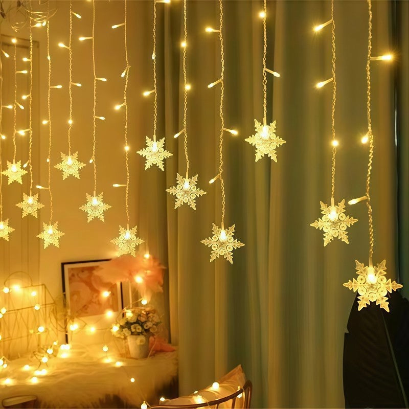 Solar Ice Strip Snowflake String Light Christmas Tree Decoration Light Winter Festival Light for Christmas Halloween Decor