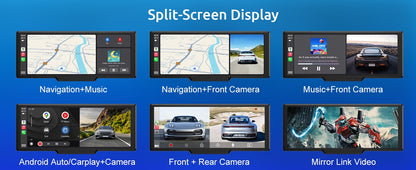 10.26" 4K 64G Touchscreen Portátil Sem Fio CarPlay Android Auto Caminhão Dash Som Automotivo Bluetooth GPS Navegação Câmera de Ré Grande Angular FM