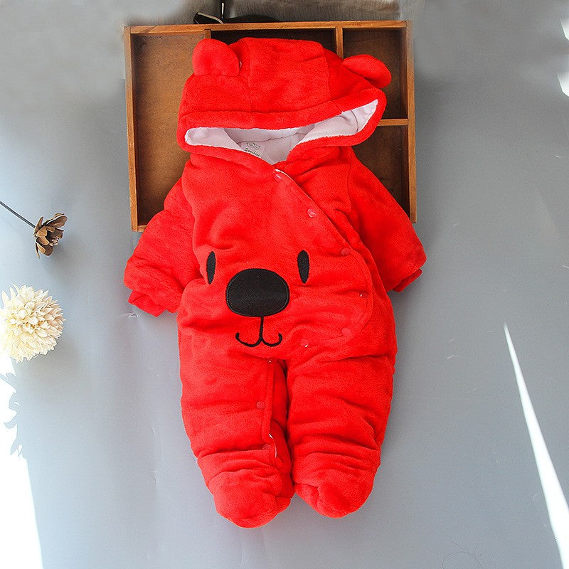 OLEKID 2025 Autumn Winter Baby Boy Rompers Hooded Thick Cotton Newborn Jumpsuit Infant Baby Girl Overalls Toddler New Born Coat