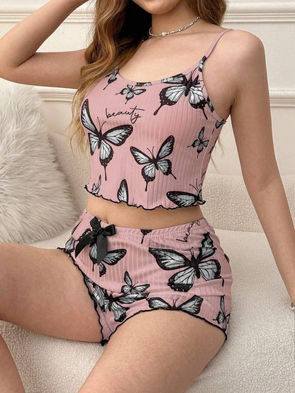 Casual Printed Pajamas For Women Two Pieces Sleepwear Women's Pajama Shorts Loungewear Sets Nightwear Female Home Suit Clothes