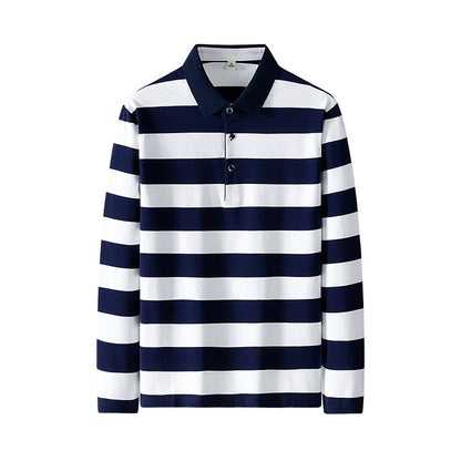 Men Polo Shirt Cotton Embroidery Long Sleeve Spring Stripe Polo Shirt Men Autumn Casual Fashion Polo Shirt Business T-shirts Men