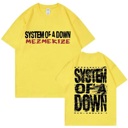 Summer men's Rock System of A Down Mezmerize band album print T-shirt Vintage alternative metal music Harajuku short sleeve
