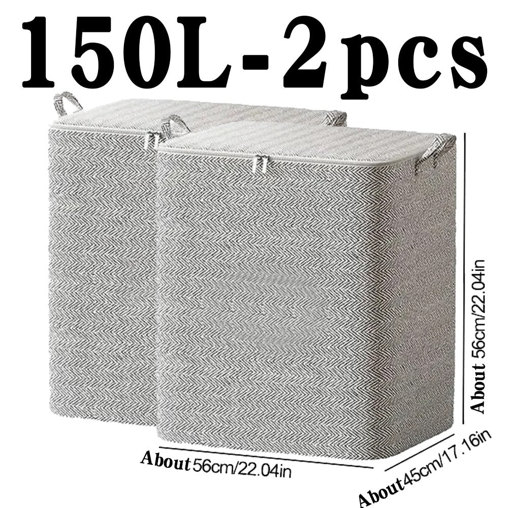 Non-woven Quilt Storage Bag with Lids Zipper Foldable Clothes Quilt Bins Container Large Capacity Dust-proof Bag Organize