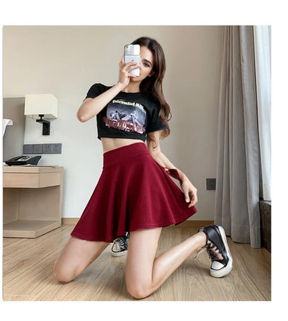 Bubble Short Skirt Women Half Skirt Anti Exposure High Waist Sun Underwear Hundred Pleats