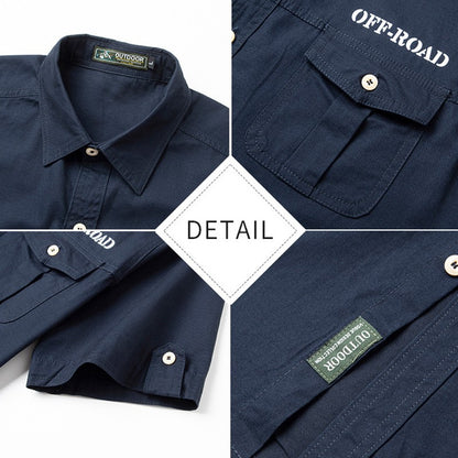 2025 New Summer Army Green Fashion Versatile Men's Casual Shirt, Khaki Slim Short-sleeved Breathable Cotton Cargo Shirts for Men