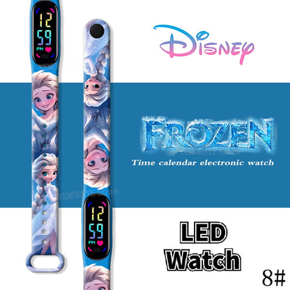 Disney Frozen Digital Kids' Watches Anime Figures LED Luminous Watch Touch Waterproof Electronic Sports Watch Kids Birthday Gift