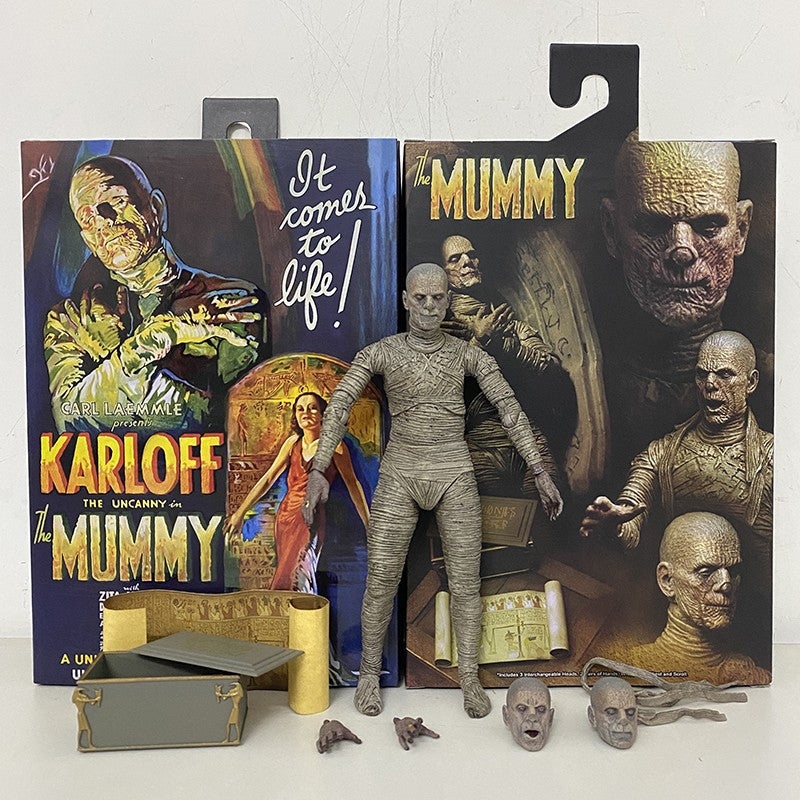 NECA Monsters Figure The Mummy Casket Coffin Pyramid Action Figure Universal Monsters Model Toy Christmas Halloween Gift Doll
