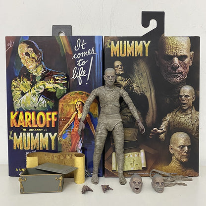 NECA Monsters Figure The Mummy Casket Coffin Pyramid Action Figure Universal Monsters Model Toy Christmas Halloween Gift Doll