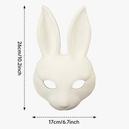 Halloween DIY White Rabbit Mask PU Leather Rabbit Mask Cosplay Costume Props Party Masquerade Performance Props