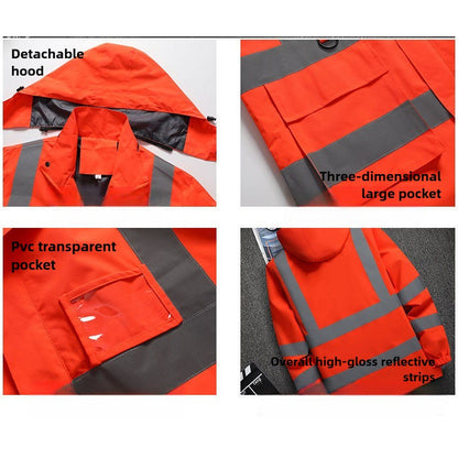 Jaqueta masculina de trabalho, roupa para construção civil, roupa de construção, roupa para trabalho ao ar livre, corta-vento, impermeável, faixa refletiva