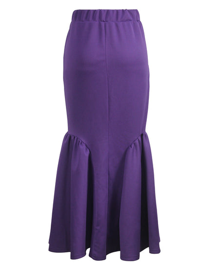 Ele Pure Color Wrap around Midi Skirt for Women Sli Faionable Transoceanic New Arrival A-Line Long Skirt