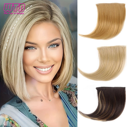Almofadas de cabelo sintéticas invisíveis sem costura, clipe de uma peça com 2 clipes, aumentam o volume do cabelo, extensões de cabelo, aplique de cobertura superior lateral