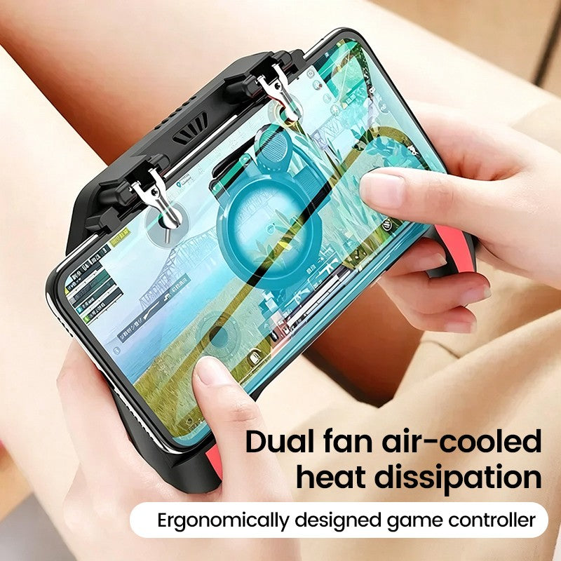 H10 4 Fingers Mobile Phone Game Handle with Radiator Aim Shooting Gamepad Joystick Controller for IOS Android Gaming Accessories