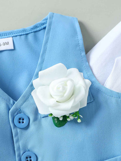 3Pcs Gentleman Outfits Birthday Costume Baby Boy Spring Autumn Clothing Set Solid Vest Suit Formal Wears  For 3-24M Suit Clothes