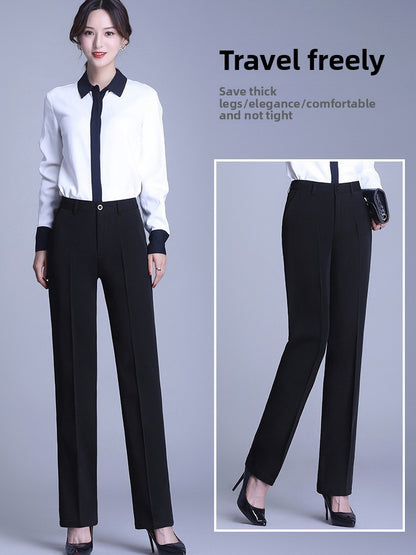 Bla Straight Leg Work Pants Women's Autumn Winter Spring Profional Suit Pants Slimming Formal Long Trousers for Office