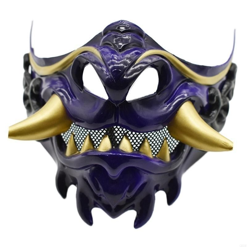 Devil Samurais Mask Halloween Cosplay Mask Half Face Mask Masquerade Mask Party Mask Japanese Mask for Carnivals