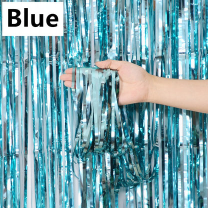 New 4/2/1Pack Party Backdrop Metallic Foil Fringe Tinsel Curtain Adult Kids Birthday Party Wedding Decoration Baby Shower Favor