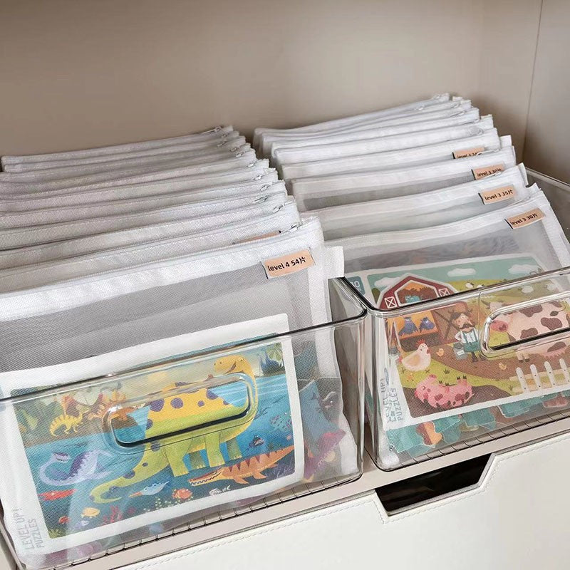 Toy storage bag Children's building blocks small toys special sorting bag bag transparent mesh gauze zipper mesh bag