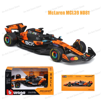Burago 1:43 2025 F1 McLaren MCL39 #4 #81 Alloy Car Model Simulation Decoration Collection Christmas Birthday Gift Collection Toy