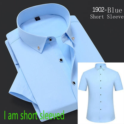 New Men's White Shirt Korean High End Version Free Shipping Popular Clothes Short Sleeve Long Sleeve Casual Suit Bottom Shirts
