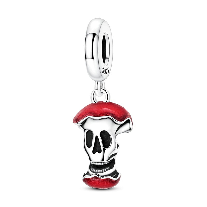 Heart & Organ Charm 925 Sterling Silver Red Rose Skull Dangle Pendant Dark Aesthetic Fit Bangle Bracelet Necklace DIY Jewelry