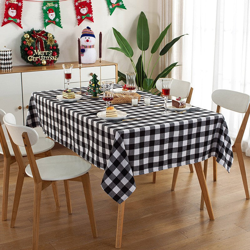 Christmas Checkered Square Tablecloth Kitchen, Wedding Party, Holiday Dining Table Decoration Tablecloth