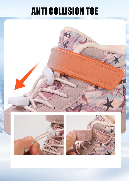 Waterproof Kids Barefoot Snow Boots 2025 New Wide Toe Winter Warm Fur Lined Shoes for Boys Girls Cold Weather Outdoor Sneakers