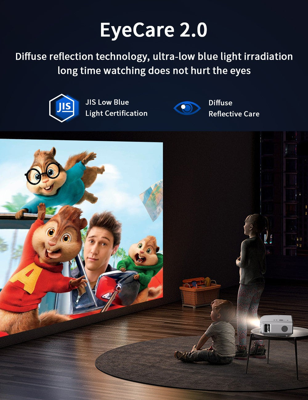Projetor 4K com foco automático 3500 ANSI, Wi-Fi 2.4+5G, Bluetooth, Full HD 1080P, HDR, Android TV, para filmes, vídeos e home theater durante o dia