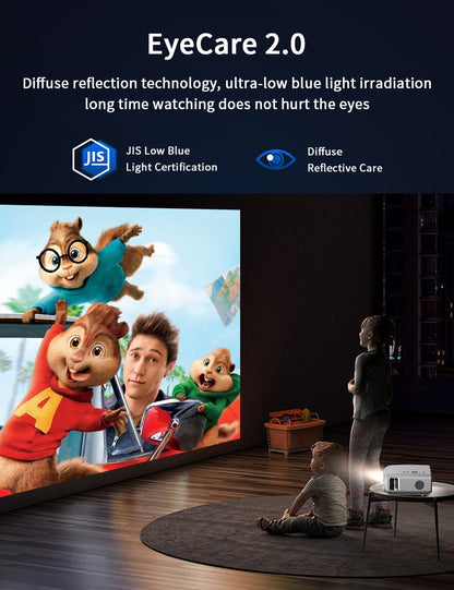 Projetor 4K com foco automático 3500 ANSI, Wi-Fi 2.4+5G, Bluetooth, Full HD 1080P, HDR, Android TV, para filmes, vídeos e home theater durante o dia