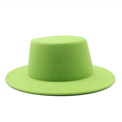 Autumn Winter Kids Felted Fedoras Hats for Boys Girls Solid Imitation Woolen Flat top Jazz Caps Childs Formal Dress Hats