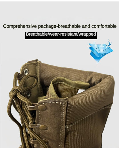 Novas Botas Táticas de Combate Masculinas de Couro para Homens, Botas Masculinas Respiráveis de Cano Curto para Caminhada ao Ar Livre e Deserto