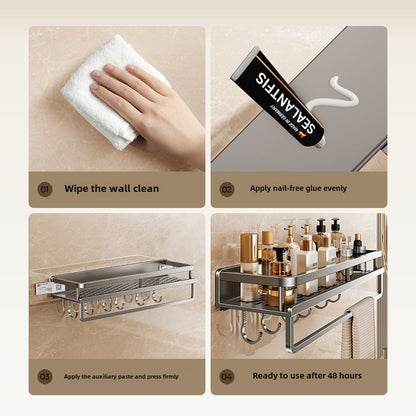 Toilet storage rack, non perforated washbasin, light luxury bathroom, wall mounted toilet, toilet wall storage rack