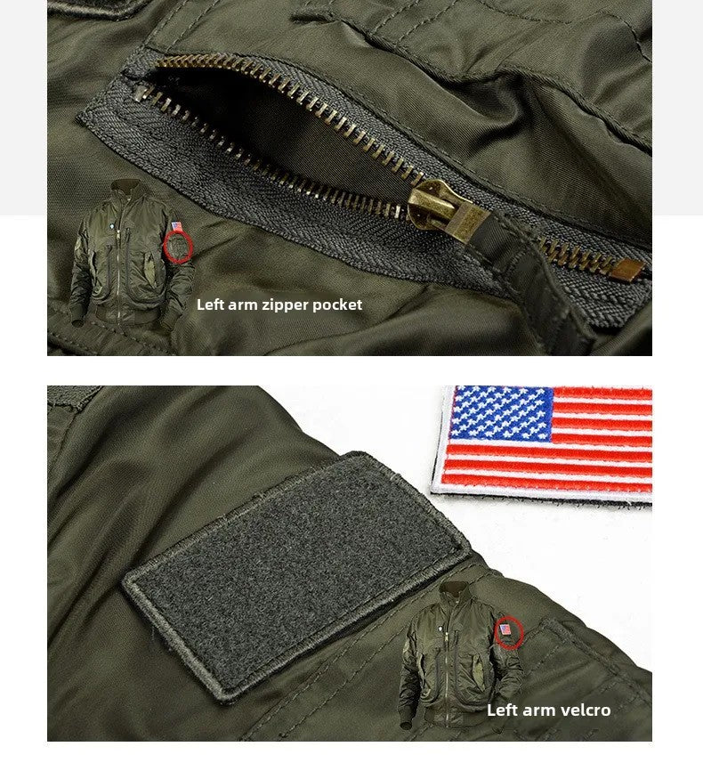 Men's pilot jacket men's air force MA1 baseball jacket spring and autumn casual youth trend military fan stand up collar jacket