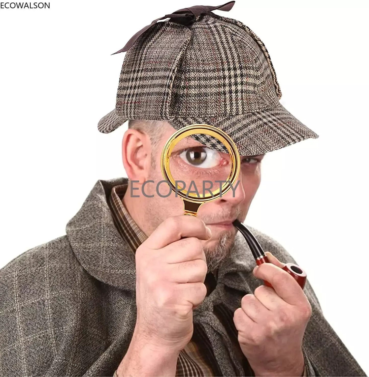 Retro Detective Costume Accessories Set Detective Hat Glass Role Play Dress Up Costume Detective Cosplay Props for Men Ecoparty