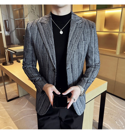 Men's British Style Fashionable Luxury Suit Jacket High-quality Plaid Slim Fit Business Social Blazer Wedding Dress Party Jacket