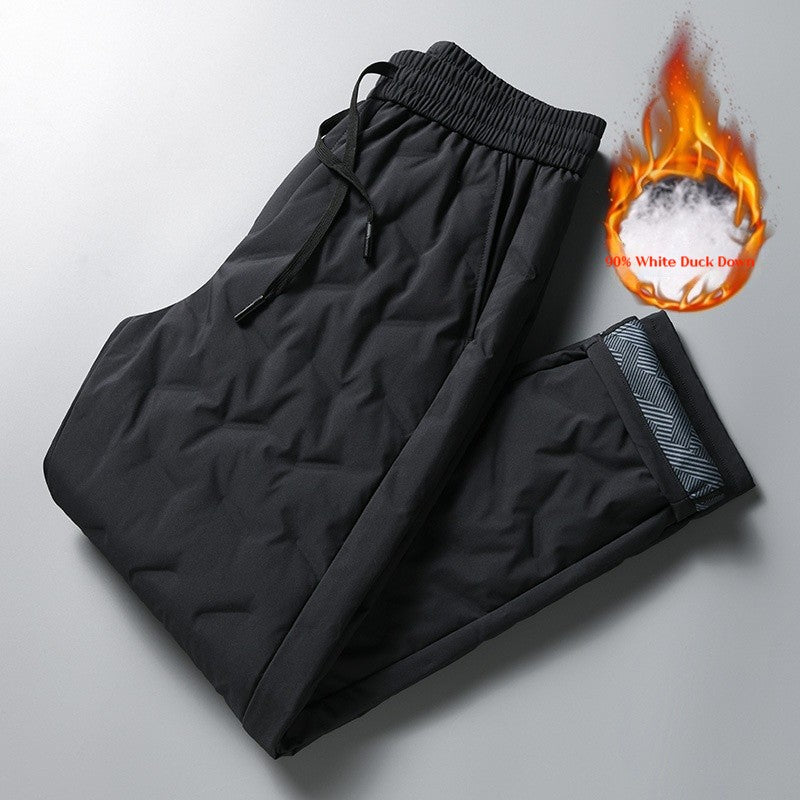 Mens Winter Pants New Thermal Trousers 90 White Duck Down Feather Warm Father Thickened Windproof Outdoor