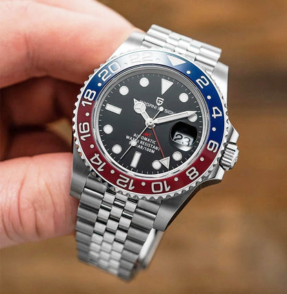 PAGANI DESIGN PD-1662 Luxury GMT Men Mechanical Wristwatch Sapphire Glass Stainless Steel 100M Waterproof Automatic Watches