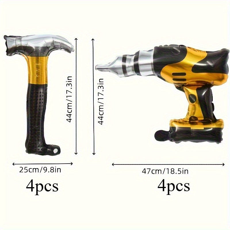 4/8Pcs Hammer Foil Balloons Inflatable Tools Father's Day Party for Dad Husband and Boy Friend Birthday Party Decorations