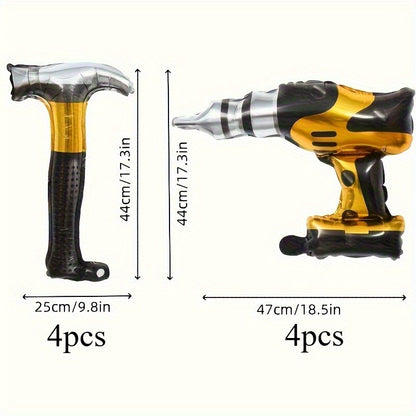 4/8Pcs Hammer Foil Balloons Inflatable Tools Father's Day Party for Dad Husband and Boy Friend Birthday Party Decorations