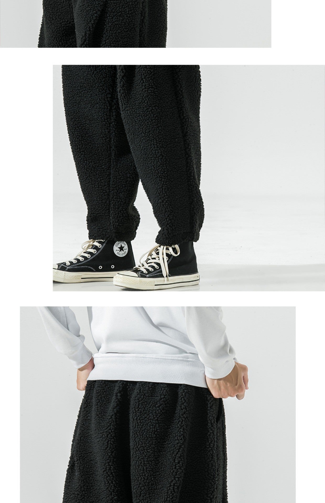 Winter Men's Lamb Wool Casual Pants Fleece Warm Elastic Waist Sweatpants Solid Thick Harem Pants Male Vintage Joggers Trousers