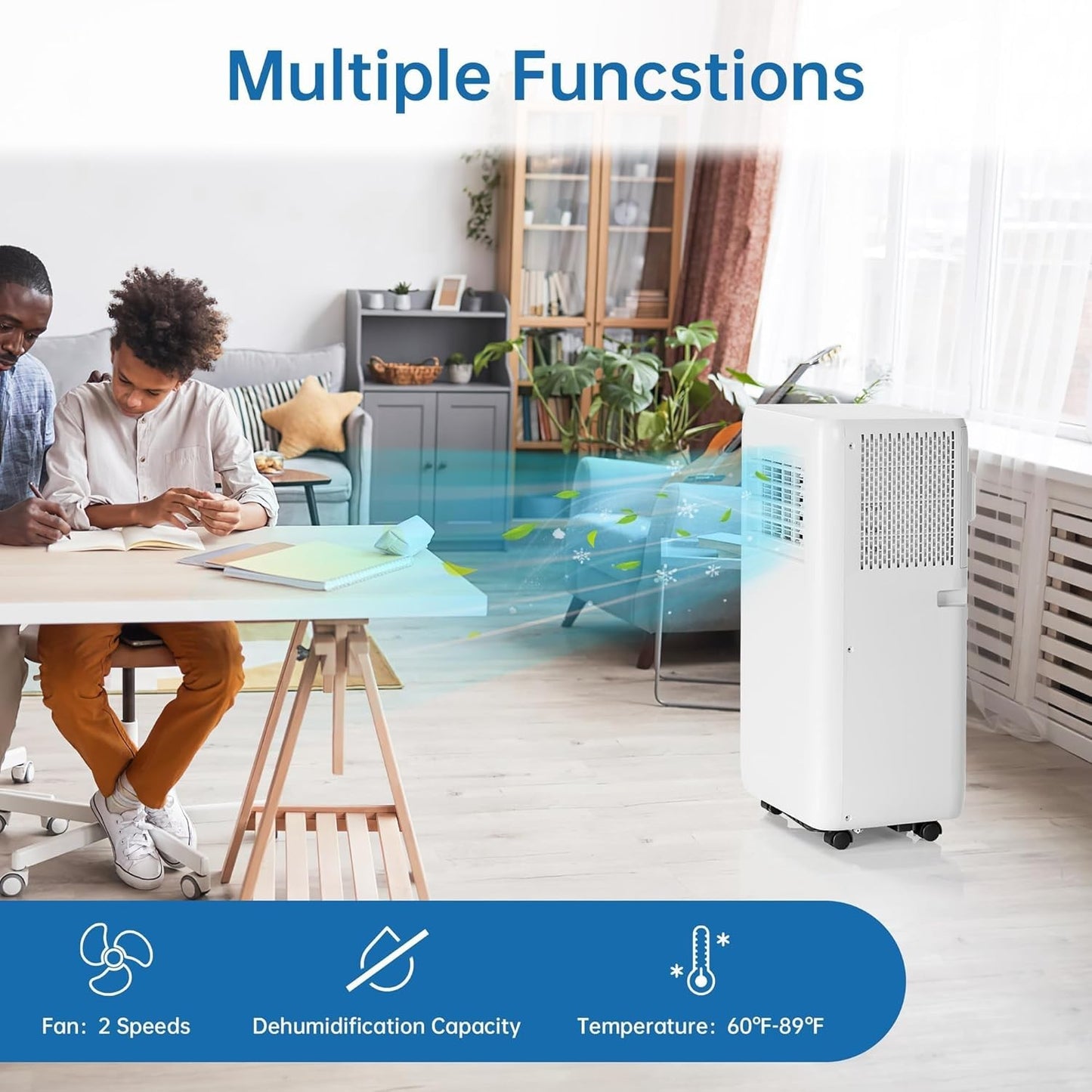 10,000 BTU Portable Air Conditioner,3 in 1 Garage AC Unit w/ Fan/Dehumidifier/Cools,24H Timer,Remote Control for Badroom Office