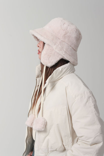 Bomber Winter warm bucket hat hats for women Golf cap Hiking hat fur hat Winter hat Barrel cap Cotton fabric Ear protection cap