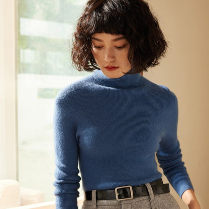 Autumn and Winter New Women's Sweater 100% Pure Cashmere High Collar Hoodie Knitted Basic Style Hot Selling Women's Top