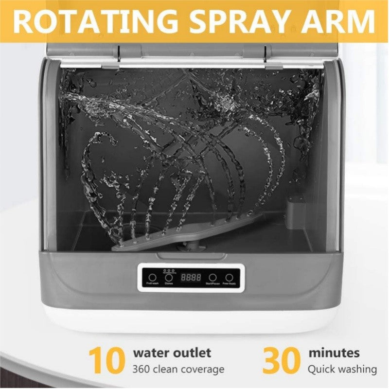 8L Portable Countertop Mini Dishwasher ,4 Washing Programs, Air-Dry Function and LED Light for Small Apartments, Dorms and RVs