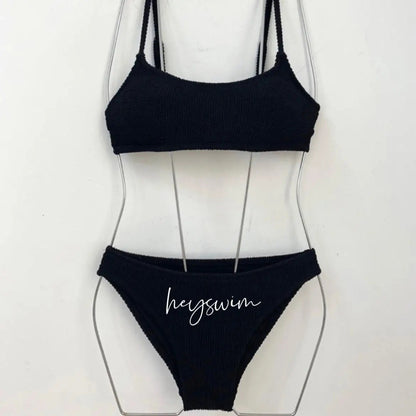 Multicolor Korean Japanese Style Bikini Set Women's Holiday Swimwear Girl's Color Separate Design Fashionable Beachwear