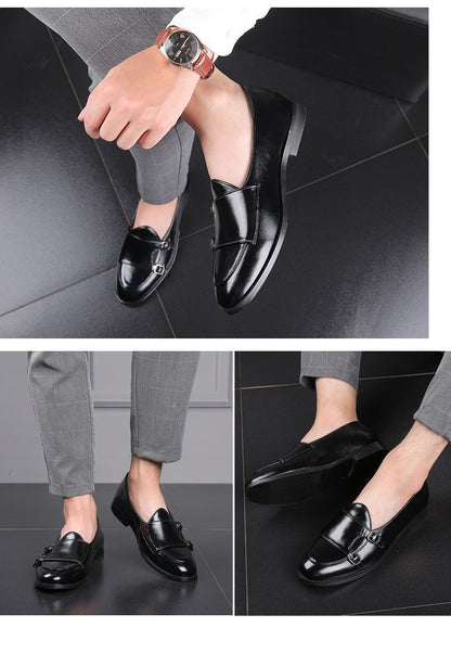 Man Shoes Leather Loafers designer Fashion Slip-on Casual Comfortable Double Monk Dress Shoe