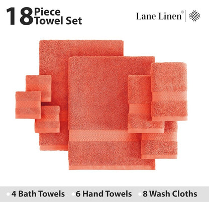 100% Cotton Quick Dry Large Bath Towel Set, Pet Friendly, Suitable for All Skin Types, 18 Pcs - 6 Hand Towels for Bat