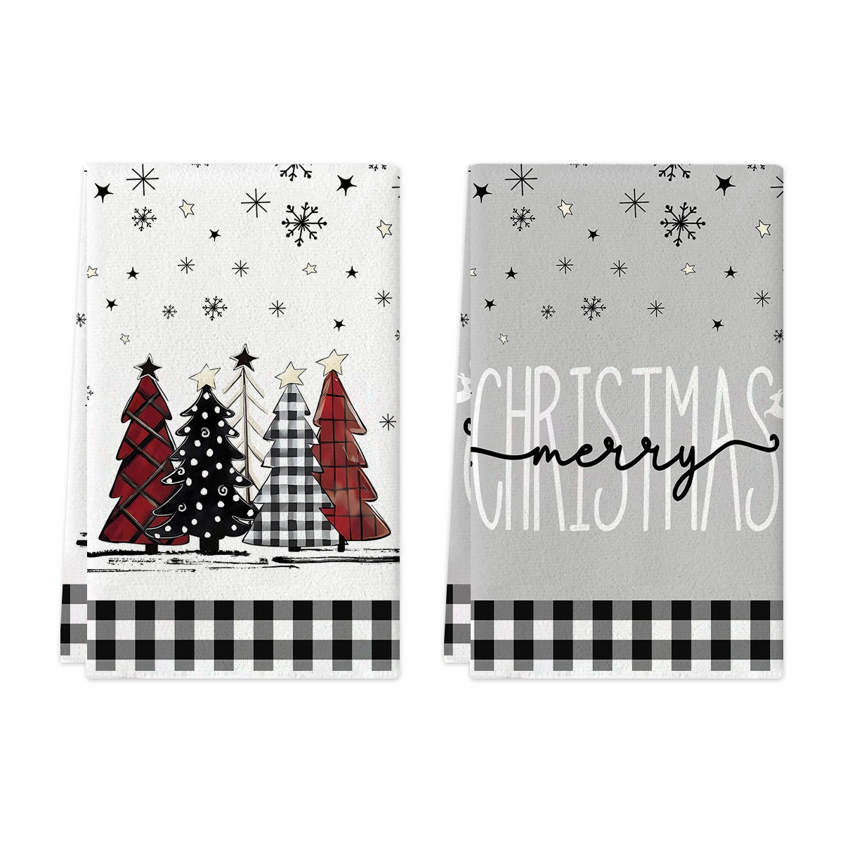 2/4pcs Christmas towels, snowflakes, Christmas trees, snowmen patterns, kitchen cleaning towels, dishwashing towels, hand towels
