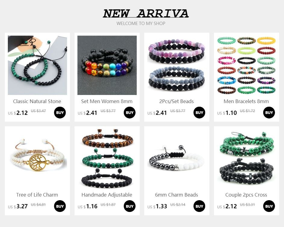 Pulseira Feminina/Masculina Ajustável Desgastada Preta, com Contas, Haltere, Joias de Yoga, Braceletes Originais