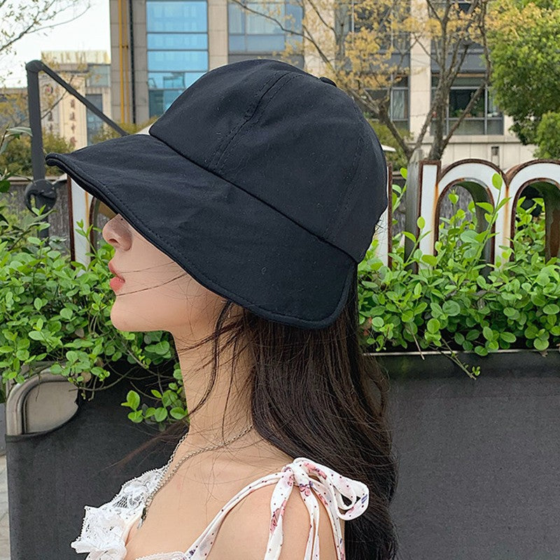 Women Summer Sun Hat Soft Cotton Solid Color Bucket Hats For Girl Lady Outdoor Beach Adjustable Sunshade Fisherman Cap